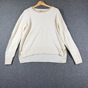 Rachel Zoe 100% Cashmere Boxy Sweater Womens XL Extra Large Ivory